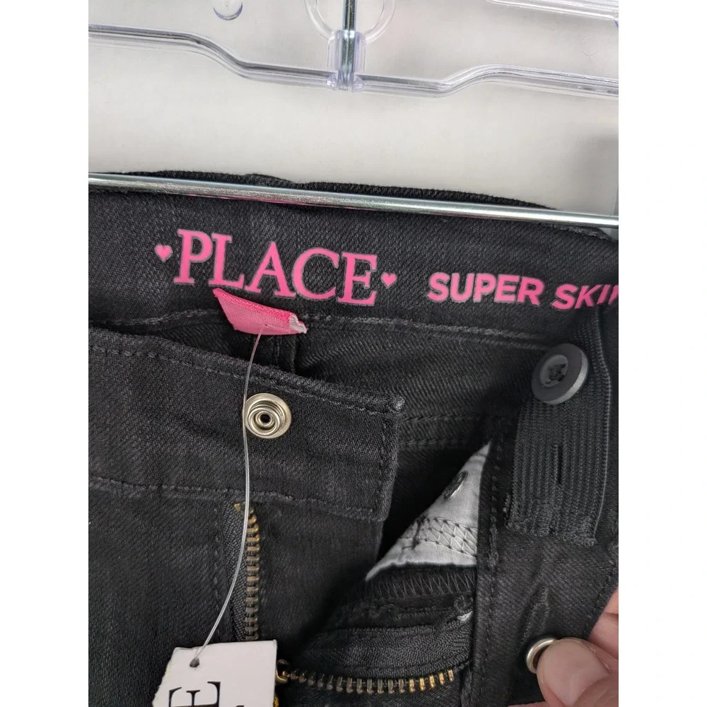 The Childrens Place Girls Super Skinny Jeans Black Denim Size 4 NWT